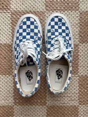 Vans Women’s OG Era LX Checkerboard Blue & White Lace-Up Sneakers